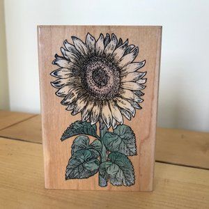 Hero Arts Sunflower Rubber Stamp 4" Large Flower Etching Scrapbooking